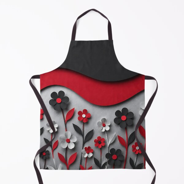 Item preview, Paper Cut Floral Scene — Red Black Silver Botanical Art designed and sold by Aureva Arts Shop.