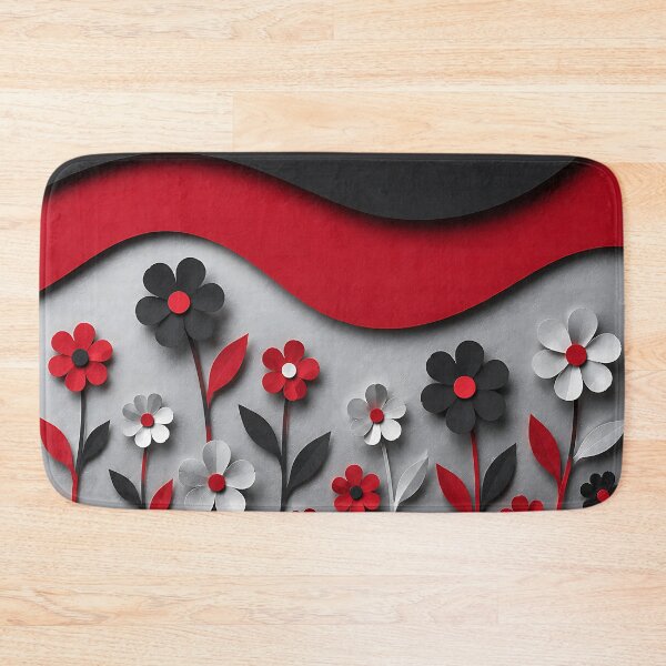 Item preview, Paper Cut Floral Scene — Red Black Silver Botanical Art designed and sold by Aureva Arts Shop.