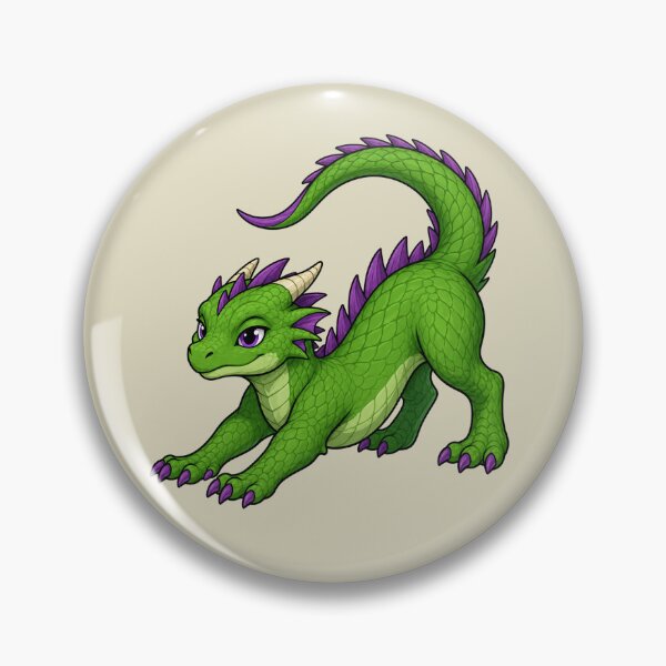Item preview, Cute Green Baby Dragon – Adorable Fantasy Hatchling with Purple Spikes designed and sold by Hatchling Hollow.