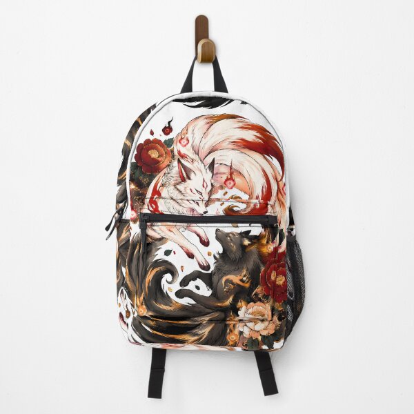 Item preview, Twin Kitsune Fox Spirits | White & Black Japanese Mythology Art designed and sold by kaxymax.