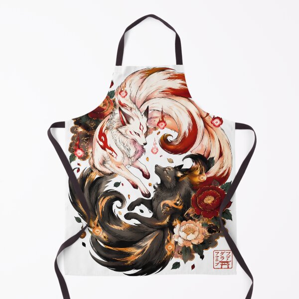 Item preview, Twin Kitsune Fox Spirits | White & Black Japanese Mythology Art designed and sold by kaxymax.