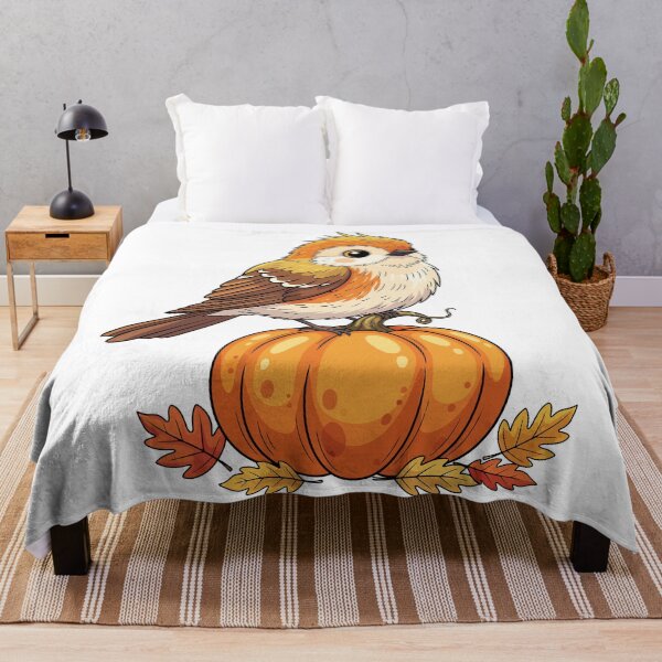 Item preview, Cute Feathered Fall Friends Bird On Pumpkin designed and sold by Amir Faysal.