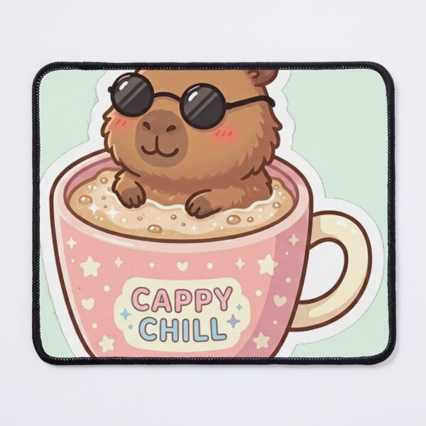 Item preview, Cute Capybara Coffee Cup Kawaii Pastel Sticker Sunglasses designed and sold by Arobinoz.