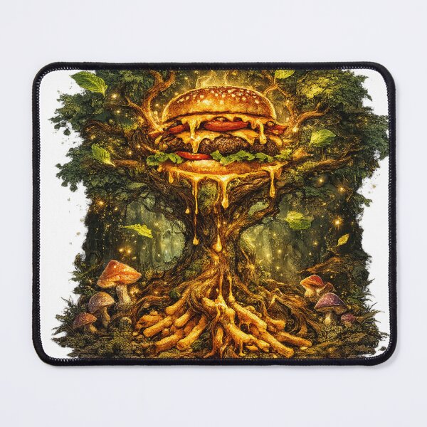 Item preview, Enchanted Tree Burger: Magical Forest Glowing Burger Ancient Mystical Nature designed and sold by irfanshikh.