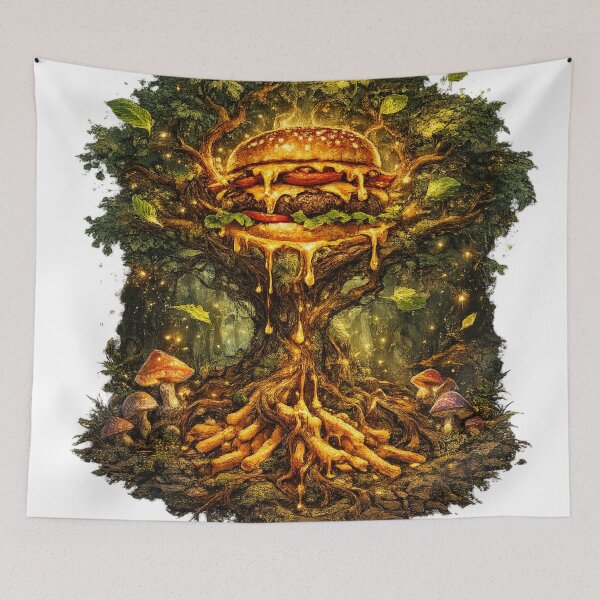 Item preview, Enchanted Tree Burger: Magical Forest Glowing Burger Ancient Mystical Nature designed and sold by irfanshikh.