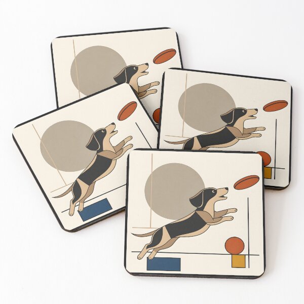 Item preview, Bauhaus Dachshund Chasing a Frisbee designed and sold by BarkhausStudio.