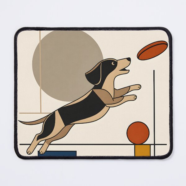 Item preview, Bauhaus Dachshund Chasing a Frisbee designed and sold by BarkhausStudio.