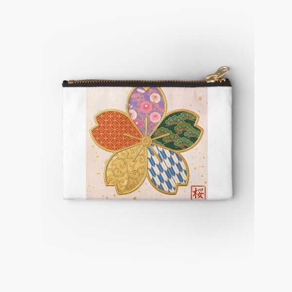 Item preview, Sakura — Japanese Cherry Blossom Crest Art Print | Chrysanthemum & Arrow Feather Kamon Pattern designed and sold by KimonoKotoba.