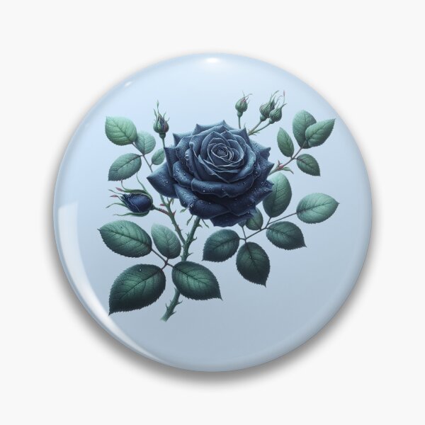 Item preview, Dark Blue Rose with Leaves and Buds Floral Illustration designed and sold by SweetLilith.