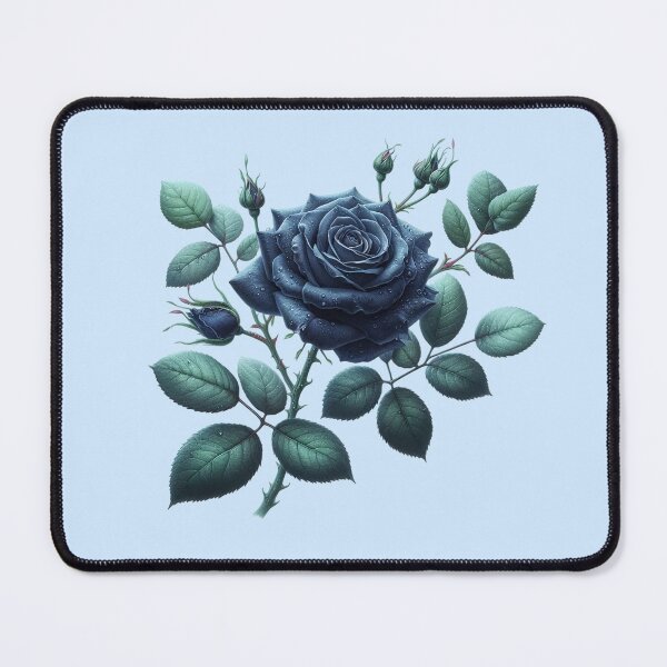 Item preview, Dark Blue Rose with Leaves and Buds Floral Illustration designed and sold by SweetLilith.