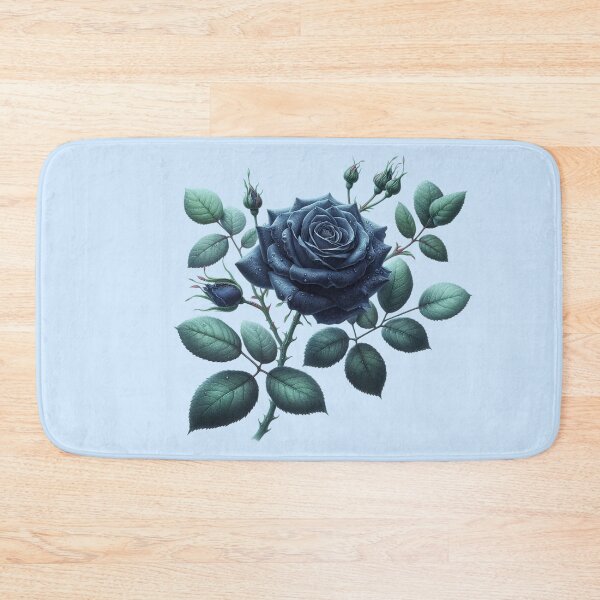 Item preview, Dark Blue Rose with Leaves and Buds Floral Illustration designed and sold by SweetLilith.