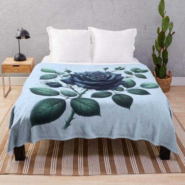 Item preview, Dark Blue Rose with Leaves and Buds Floral Illustration designed and sold by SweetLilith.