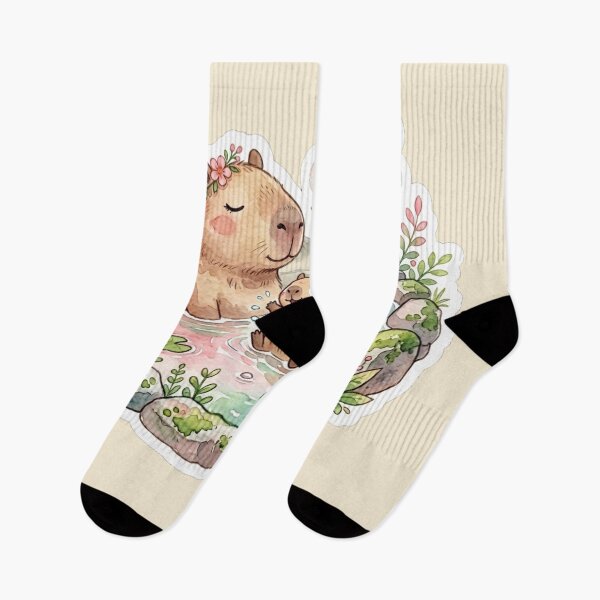 Item preview, Cute Capybara Family Onsen Hot Spring Kawaii Watercolor  designed and sold by Arobinoz.