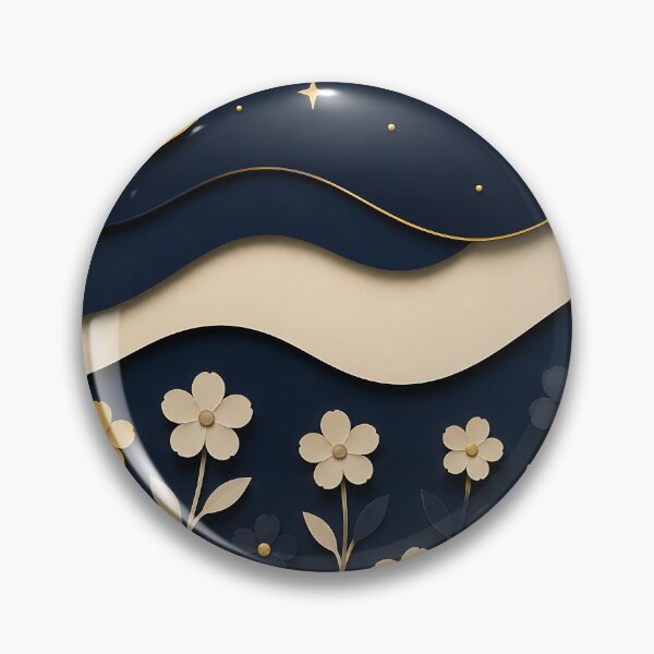 Item preview, Paper Cut Moonlit Garden — Navy Blue Gold Celestial Floral Art designed and sold by Aureva Arts Shop.