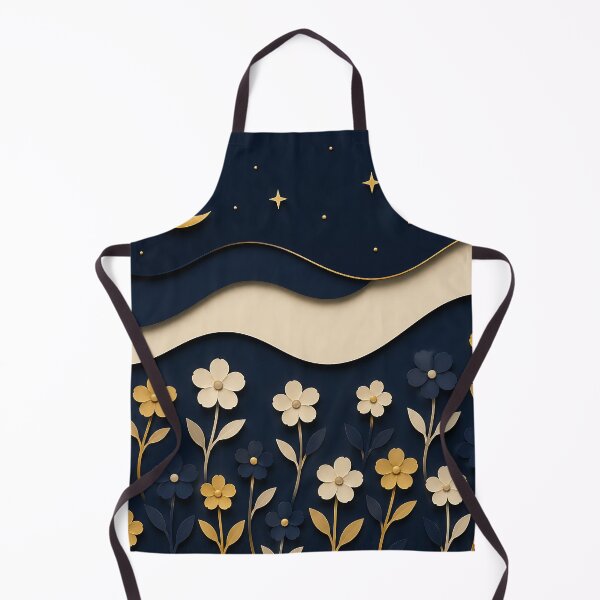 Item preview, Paper Cut Moonlit Garden — Navy Blue Gold Celestial Floral Art designed and sold by Aureva Arts Shop.