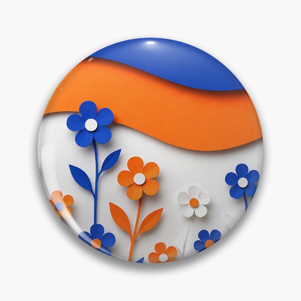Artikelvorschau, Scherenschnitt Blumenkunst — Blau Orange Weiß Blumen Wanddeko entworfen und verkauft von Aureva Arts Shop.