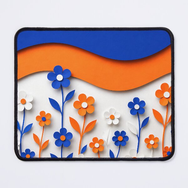 Item preview, Paper Cut Floral Art — Blue Orange White Flower Wall Decor designed and sold by Aureva Arts Shop.
