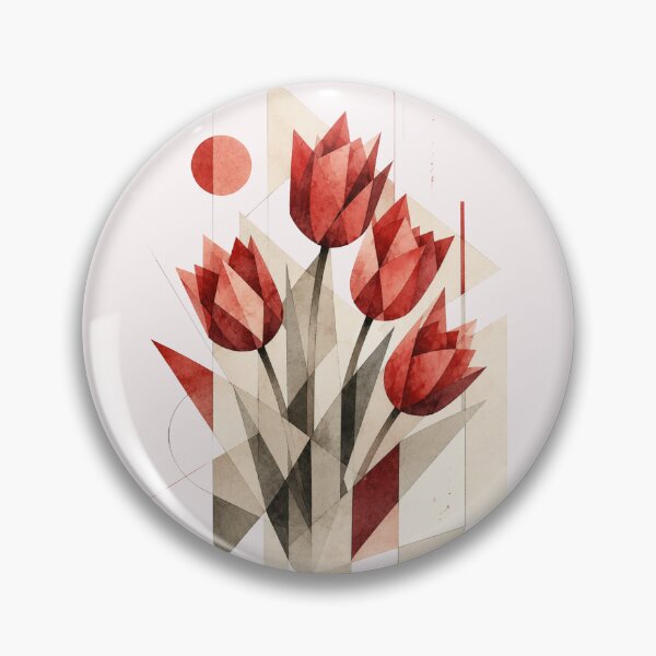 Item preview, Geometric Abstract Tulips in red tones. A subtle floral composition. A delicate bouquet. designed and sold by NewtBoo.