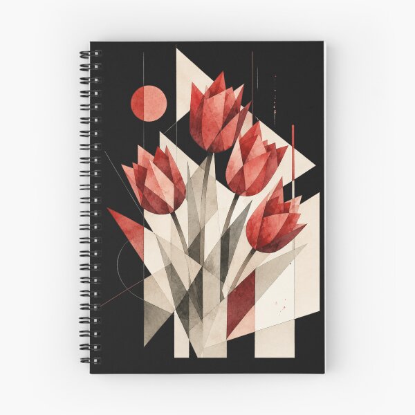 Item preview, Geometric Abstract Tulips in red tones. A subtle floral composition. A delicate bouquet. designed and sold by NewtBoo.