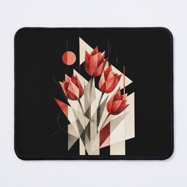 Item preview, Geometric Abstract Tulips in red tones. A subtle floral composition. A delicate bouquet. designed and sold by NewtBoo.