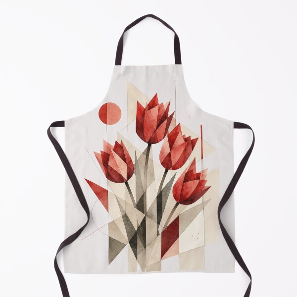 Item preview, Geometric Abstract Tulips in red tones. A subtle floral composition. A delicate bouquet. designed and sold by NewtBoo.