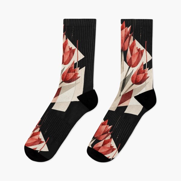 Item preview, Geometric Abstract Tulips in red tones. A subtle floral composition. A delicate bouquet. designed and sold by NewtBoo.