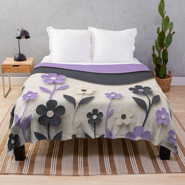 Item preview, Paper Cut Floral Art — Purple Grey Cream Botanical Wall Decor designed and sold by Aureva Arts Shop.