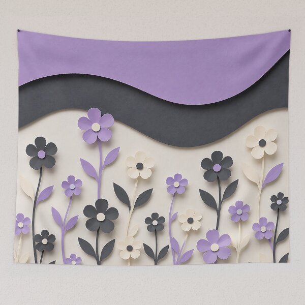 Item preview, Paper Cut Floral Art — Purple Grey Cream Botanical Wall Decor designed and sold by Aureva Arts Shop.