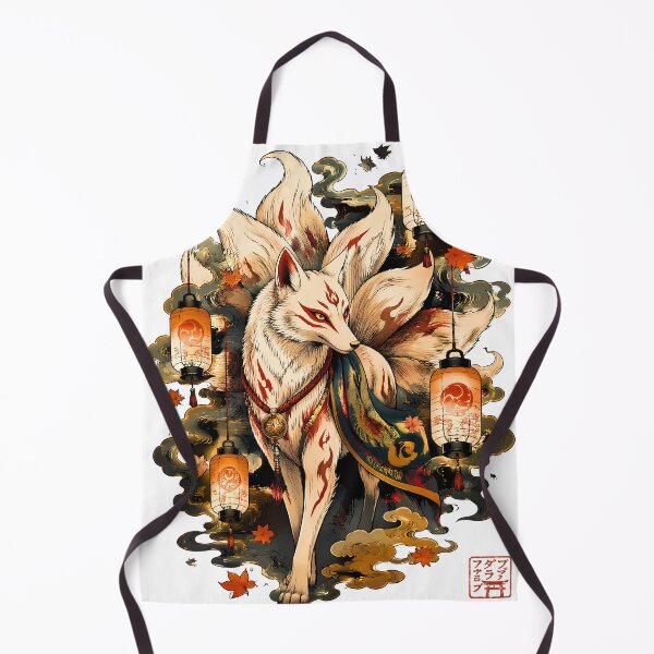 Item preview, White Kitsune with Japanese Lanterns | Fox Spirit Mythology Art designed and sold by kaxymax.
