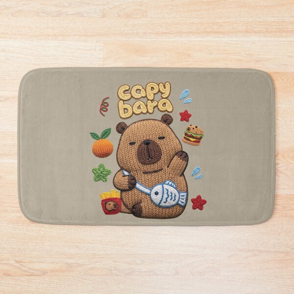 Item preview, Cute Knitted Capybara With Fish And Food designed and sold by TOM JACK.