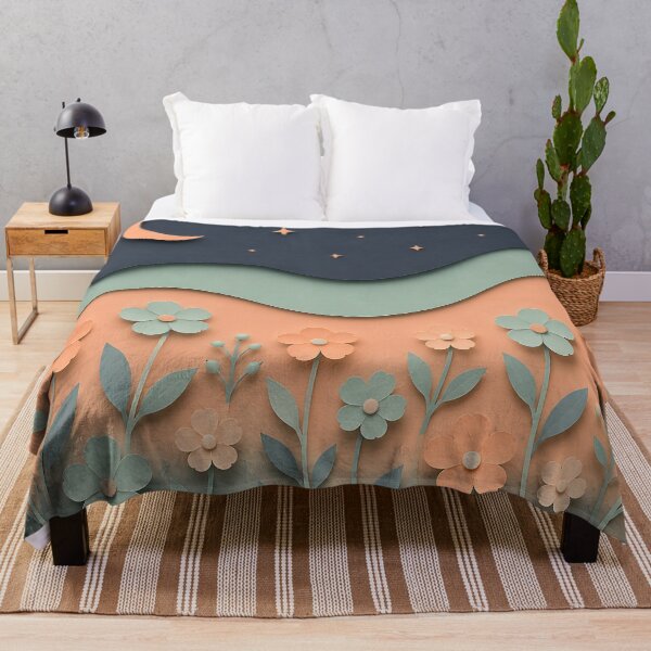 Item preview, Paper Cut Moonlit Garden — Peach Sage Green Celestial Floral designed and sold by Aureva Arts Shop.