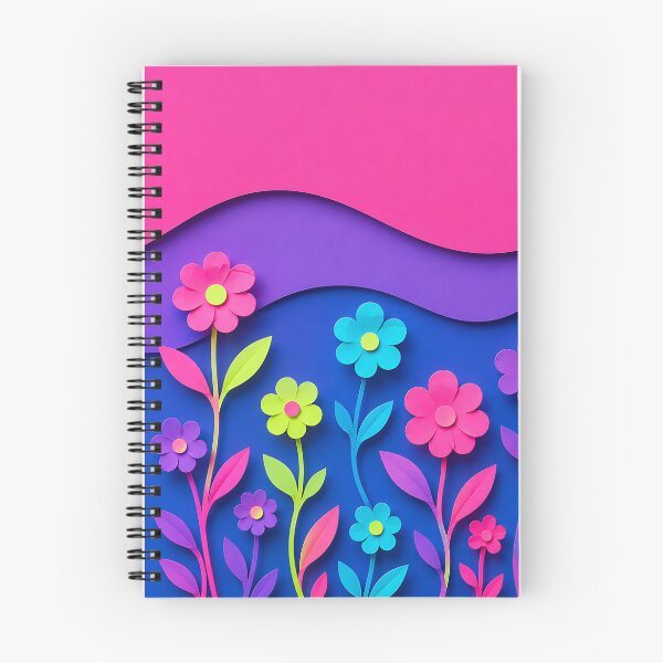 Item preview, Paper Cut Floral Scene — Neon Pink Purple Blue Botanical Art designed and sold by Aureva Arts Shop.