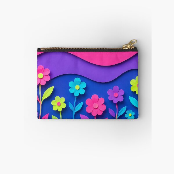 Item preview, Paper Cut Floral Scene — Neon Pink Purple Blue Botanical Art designed and sold by Aureva Arts Shop.