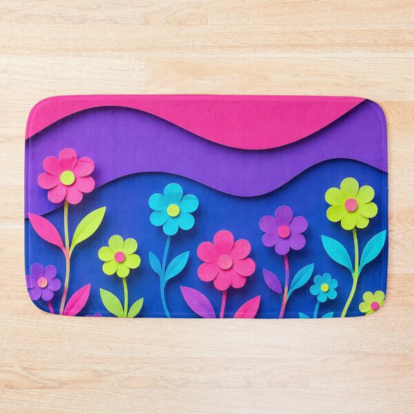 Item preview, Paper Cut Floral Scene — Neon Pink Purple Blue Botanical Art designed and sold by Aureva Arts Shop.