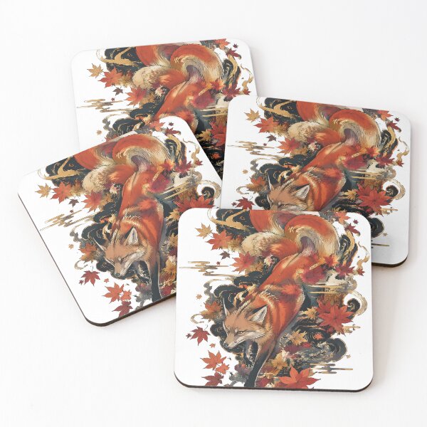 Item preview, Autumn Fox Spirit | Japanese Kitsune Folklore Art with Maple Leaves designed and sold by kaxymax.