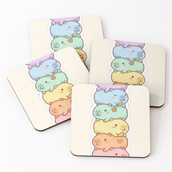 Item preview, Cute Capybara Stack Kawaii Pastel Rainbow Cute Sticker designed and sold by Arobinoz.