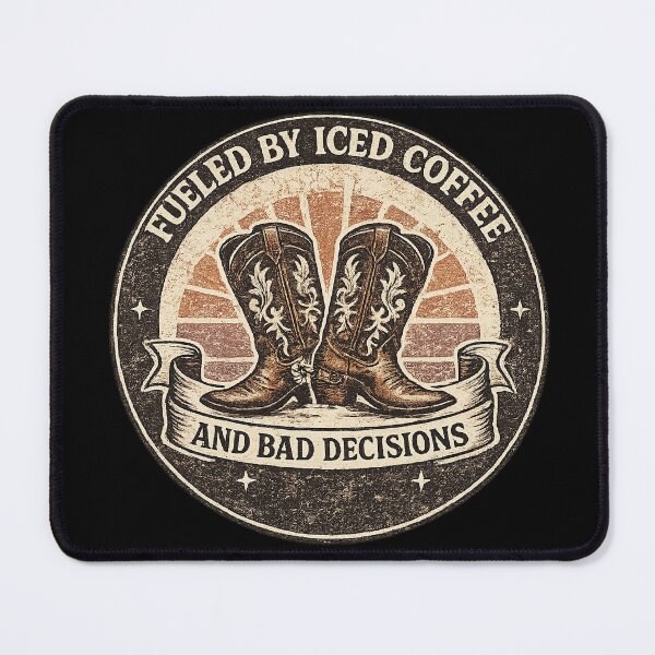 Item preview, Fueled By Iced Coffee Vintage Cowboy Boots designed and sold by EvergreenThread.