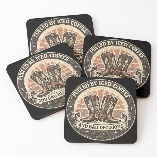Item preview, Fueled By Iced Coffee Vintage Cowboy Boots designed and sold by EvergreenThread.