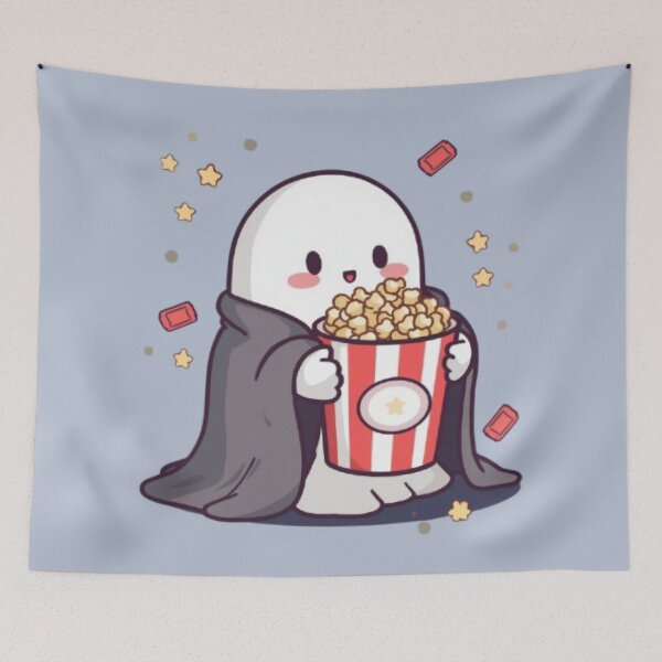 Item preview, Cute Movie Night Ghost Kawaii Sticker | Cozy Popcorn Ghost Gift designed and sold by Stylestickers55.