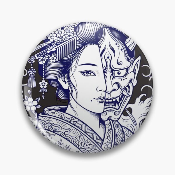 Item preview, Blue Oni Geisha - Japanese Neo-Traditional Tattoo Art designed and sold by Neo Tokio.