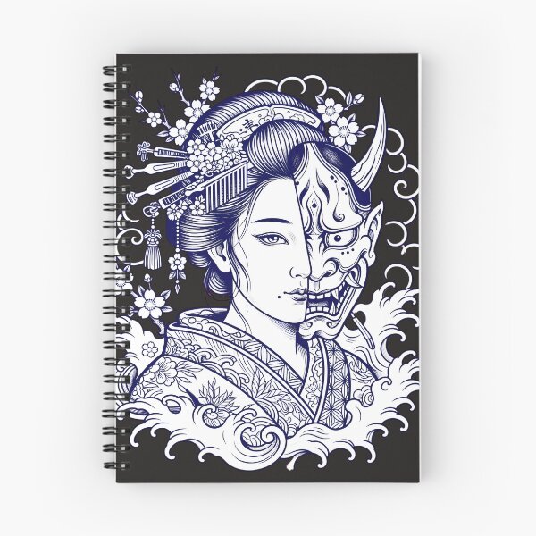 Item preview, Blue Oni Geisha - Japanese Neo-Traditional Tattoo Art designed and sold by Neo Tokio.