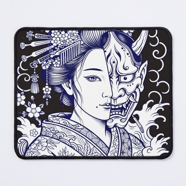 Item preview, Blue Oni Geisha - Japanese Neo-Traditional Tattoo Art designed and sold by Neo Tokio.