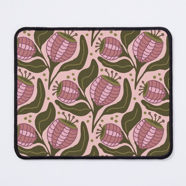 Item preview, Pink Seed Pod Floral Pattern | Folk Art Botanical Flower Seamless Repeat | Cottagecore Fabric Wallpaper Design designed and sold by hayleyhackler.