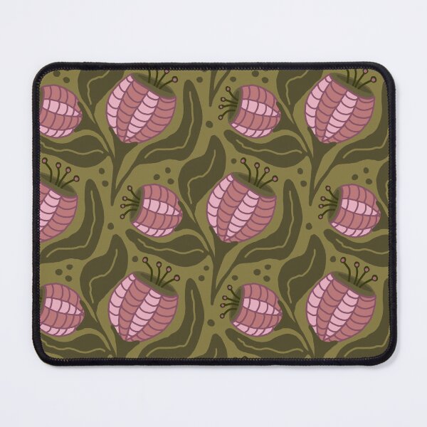 Item preview, Green Seed Pod Floral Pattern | Folk Art Botanical Flower Seamless Repeat | Cottagecore Fabric Wallpaper Design designed and sold by hayleyhackler.