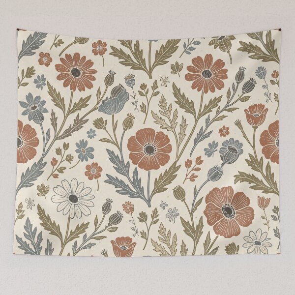 Item preview, Wildflower Block Print designed and sold by MoonwoodStudio.