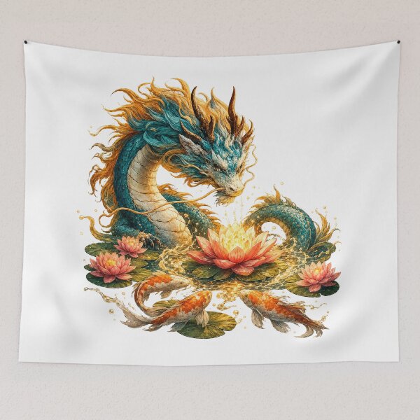 Item preview, Celestial Dragon Koi Lotus Art designed and sold by Mosslume Studio.