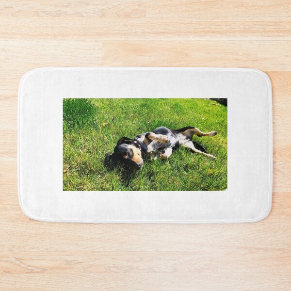 Item preview, Florida Paws - Playful Black and Tan Dog Rolling in Grass - Pure Joy. designed and sold by QuietBloomDHS.