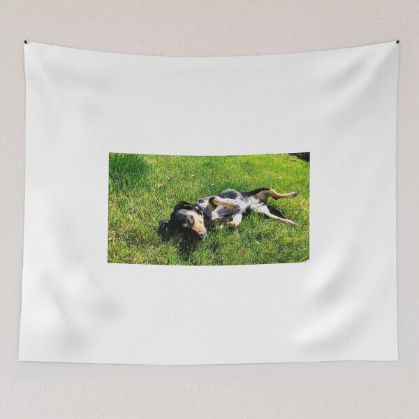 Item preview, Florida Paws - Playful Black and Tan Dog Rolling in Grass - Pure Joy. designed and sold by QuietBloomDHS.