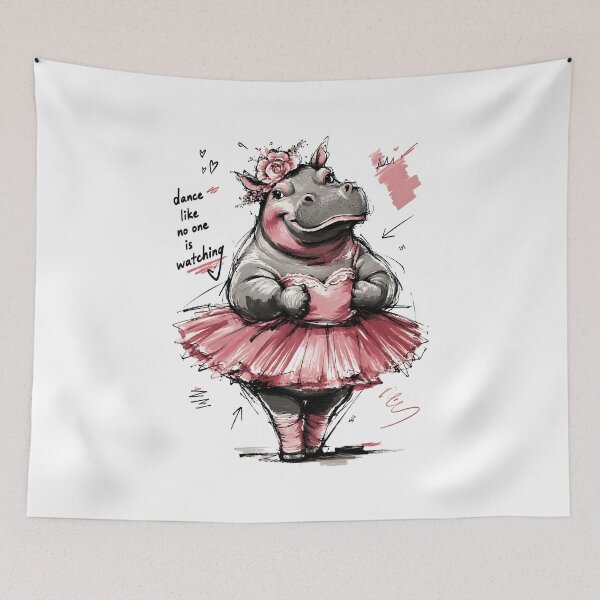 Item preview, Dance Like No One is Watching Cute Ballet Hippo – Hand-Drawn Art designed and sold by RamyGallery.