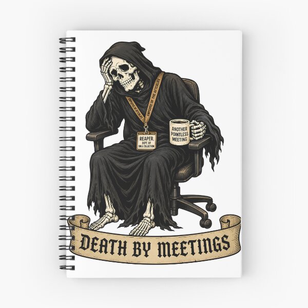Item preview, Death by Meetings Funny Grim Reaper Office Corporate Gothic Design designed and sold by Martin's_Design.